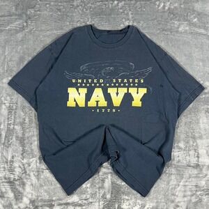 Y2K United States Navy Black Graphic T-Shirt - no size tag